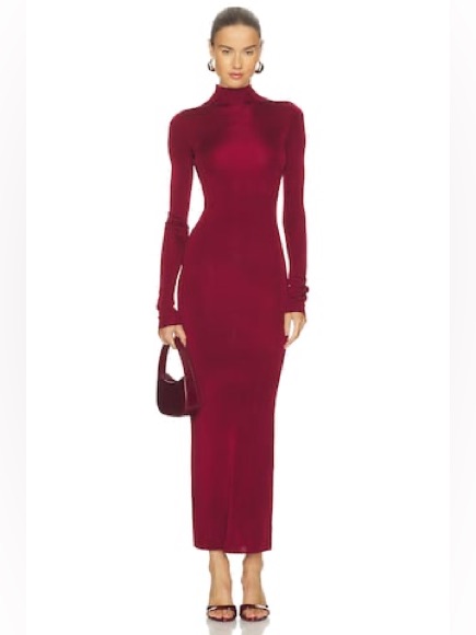 L'academie Syndi Maxi Knit Dress In Burgundy
